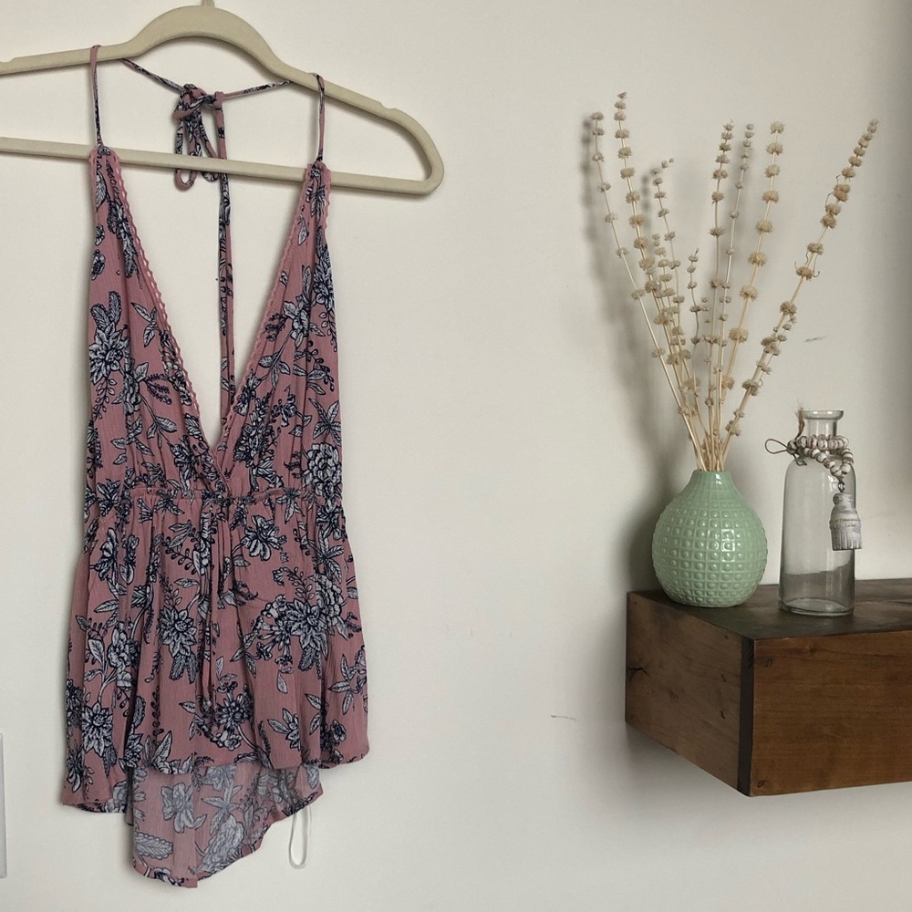 La Hearts Tank Top with Tie Neck And Low Back